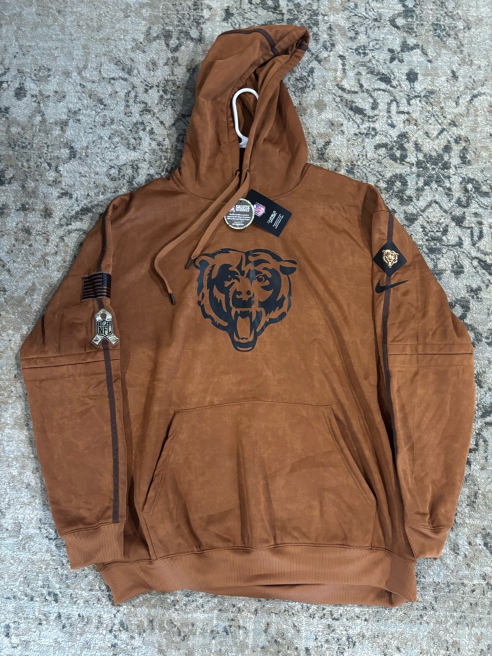 Nike Brown and Black Graphic Hooded Sweatshirt